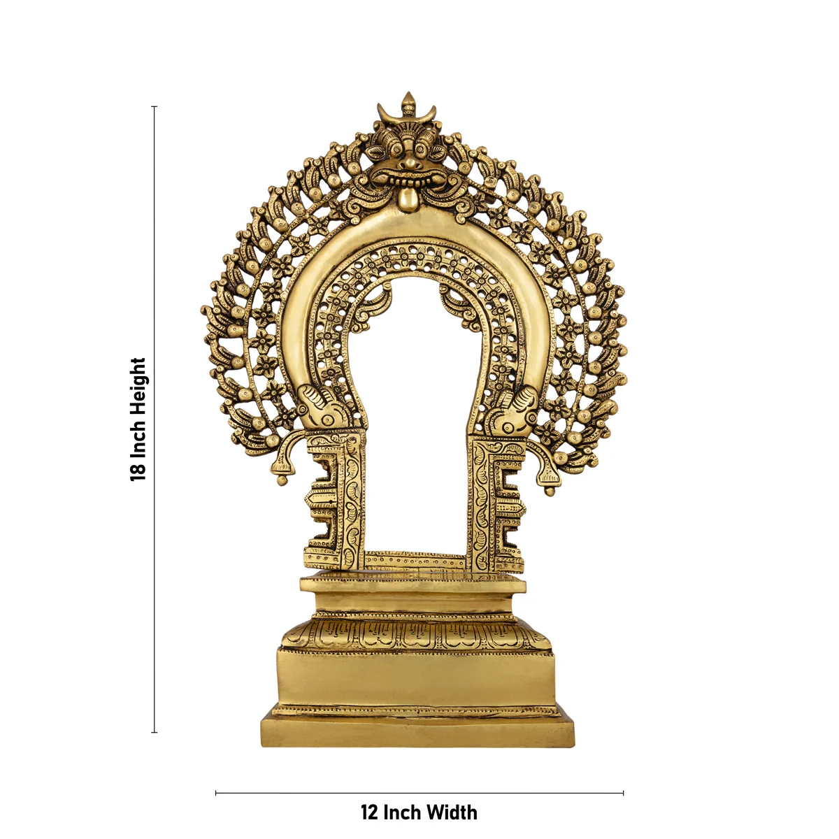 Brass Thiruvachi With Peetam - 18 x 12 Inches | Antique Polish Prabhavali/ Thiruvatchi For Framing Deity - Image 4