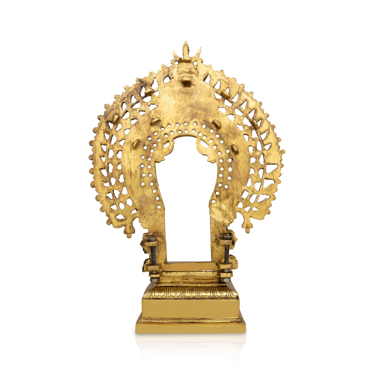 Brass Thiruvachi With Peetam - 18 x 12 Inches | Antique Polish Prabhavali/ Thiruvatchi For Framing Deity - Image 5