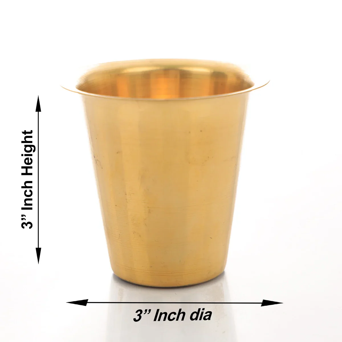 Brass Tumbler - 3 x 3 Inches | Coffee Tumbler/ Brass Cup for Home/ 60 Gms Approx