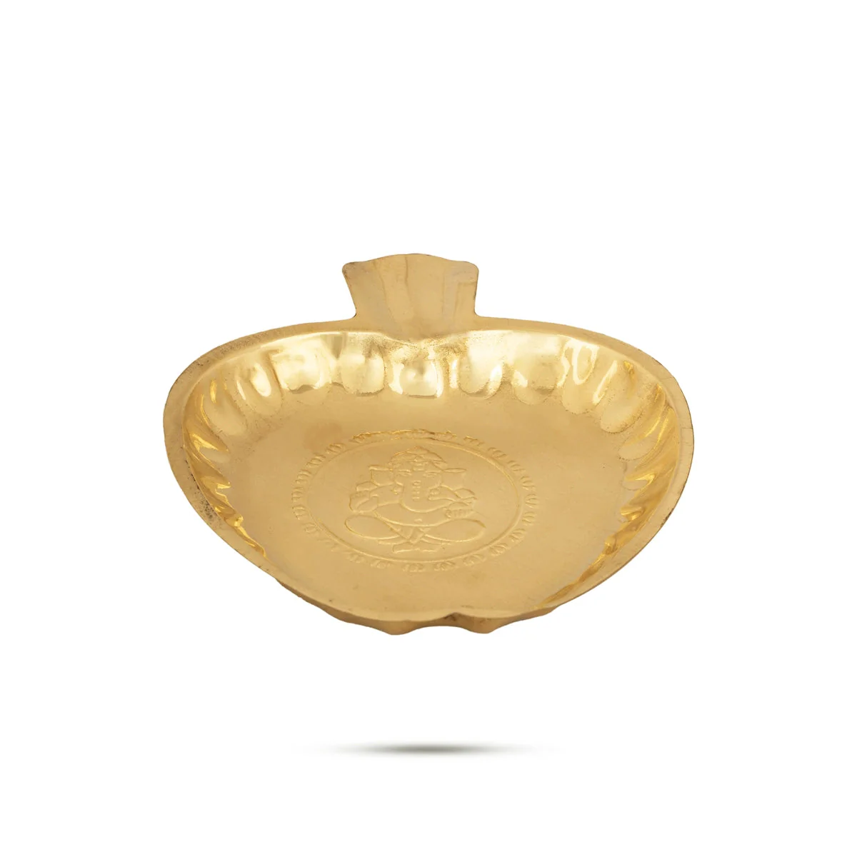 Brass Plate - 6 x 5 Inches | Pooja Thali Plate/ Apple Shape Pooja Plate for Home - Image 2