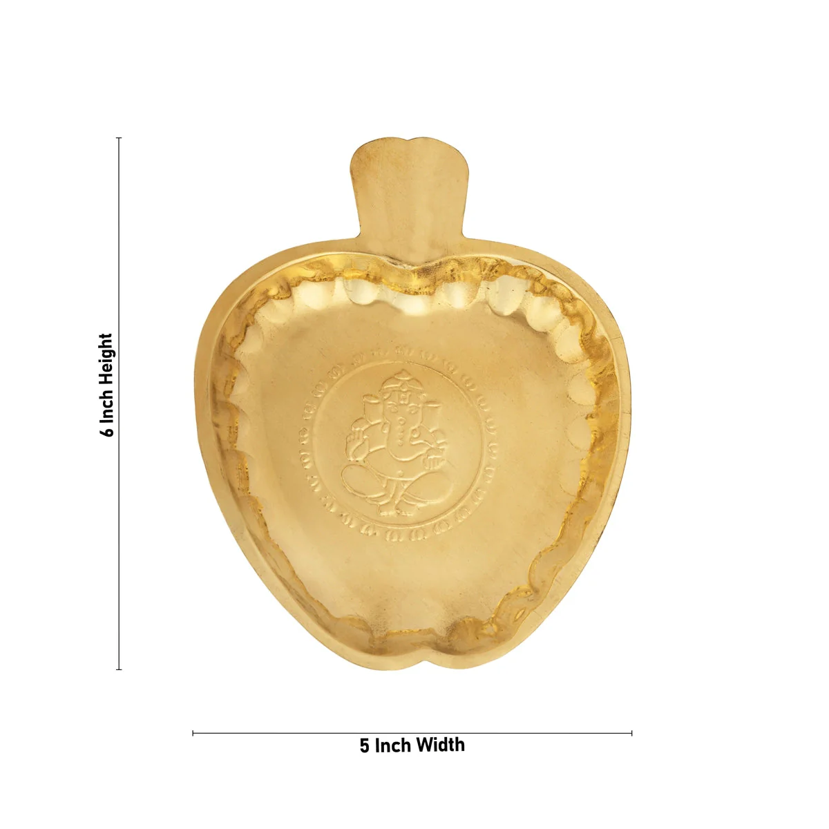Brass Plate - 6 x 5 Inches | Pooja Thali Plate/ Apple Shape Pooja Plate for Home - Image 3