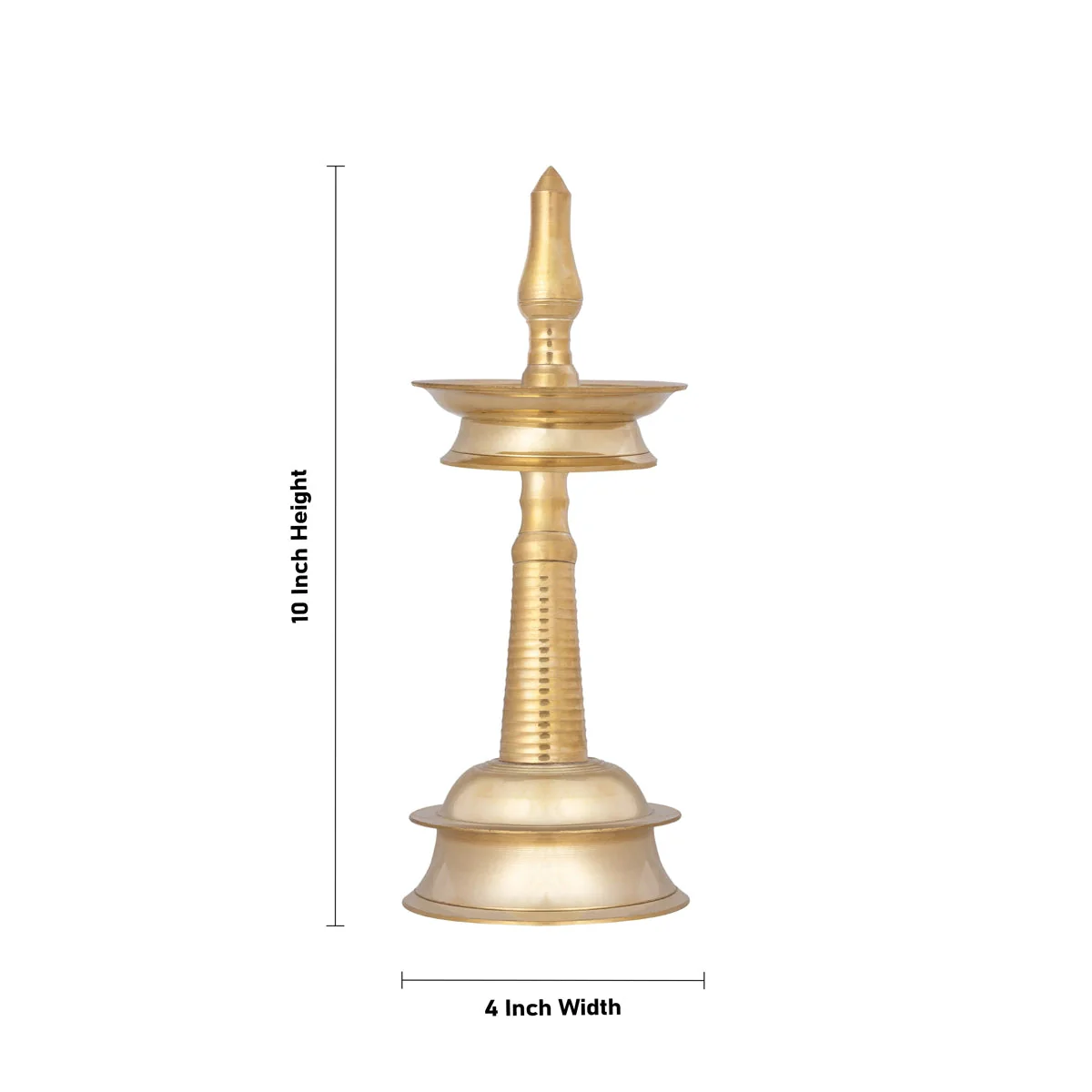 Kerala Vilakku - 10 x 4 Inches | Brass Deepam/ Kerala Lamp/ Kerala Kuthu Vilakku for Pooja/ 580 Gms Approx - Image 2