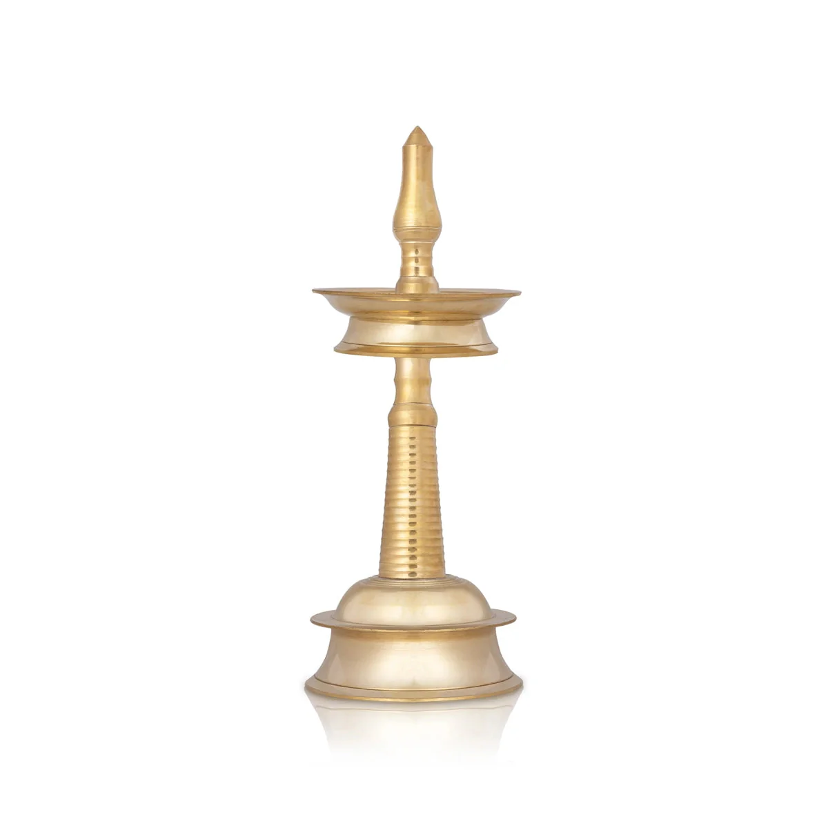 Kerala Vilakku - 10 x 4 Inches | Brass Deepam/ Kerala Lamp/ Kerala Kuthu Vilakku for Pooja/ 580 Gms Approx - Image 4