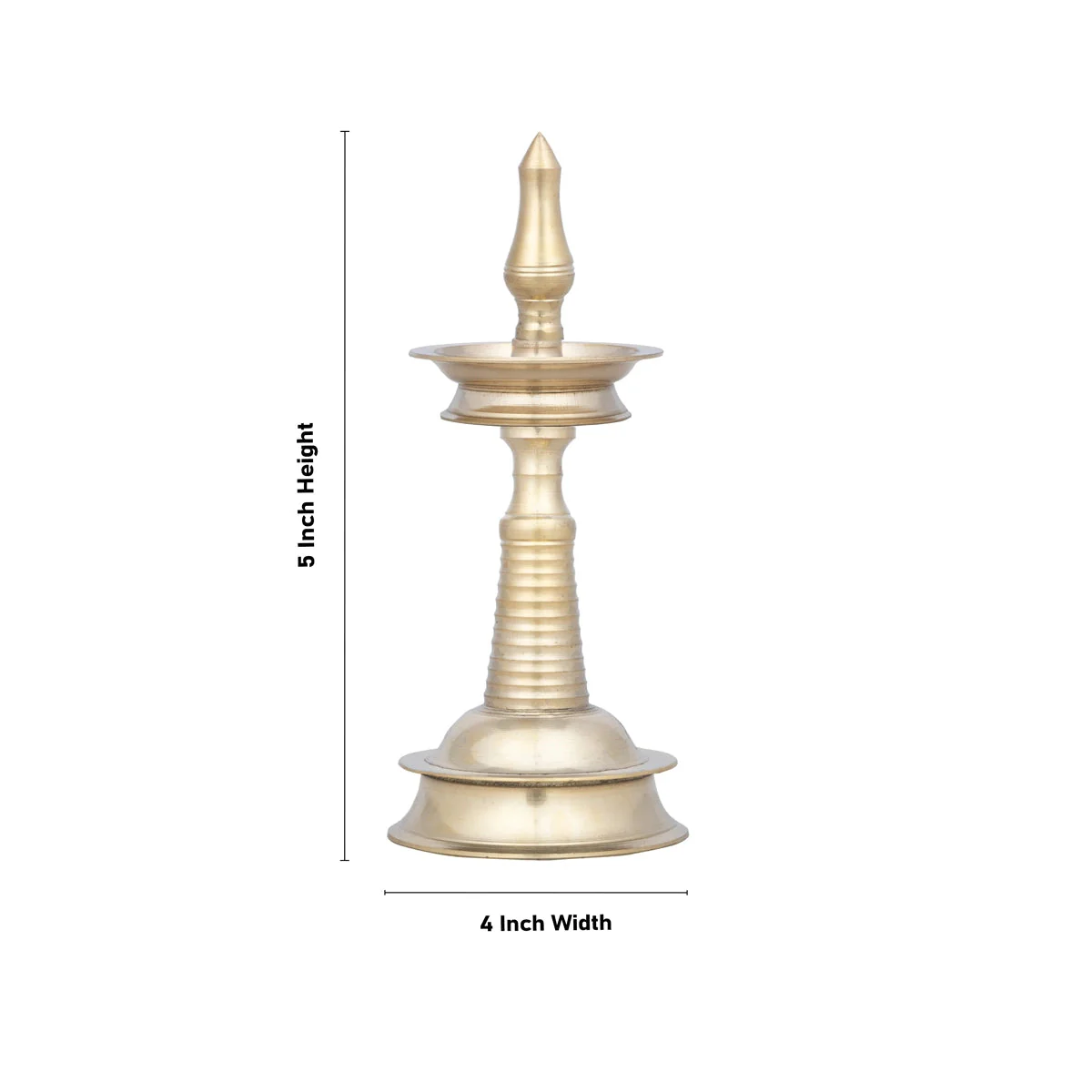 Brass Kerala Lamp - 5 x 4 Inches | Brass Kuthuvilakku/ Nilavilakku for Pooja/ 200 Gms Approx - Image 3