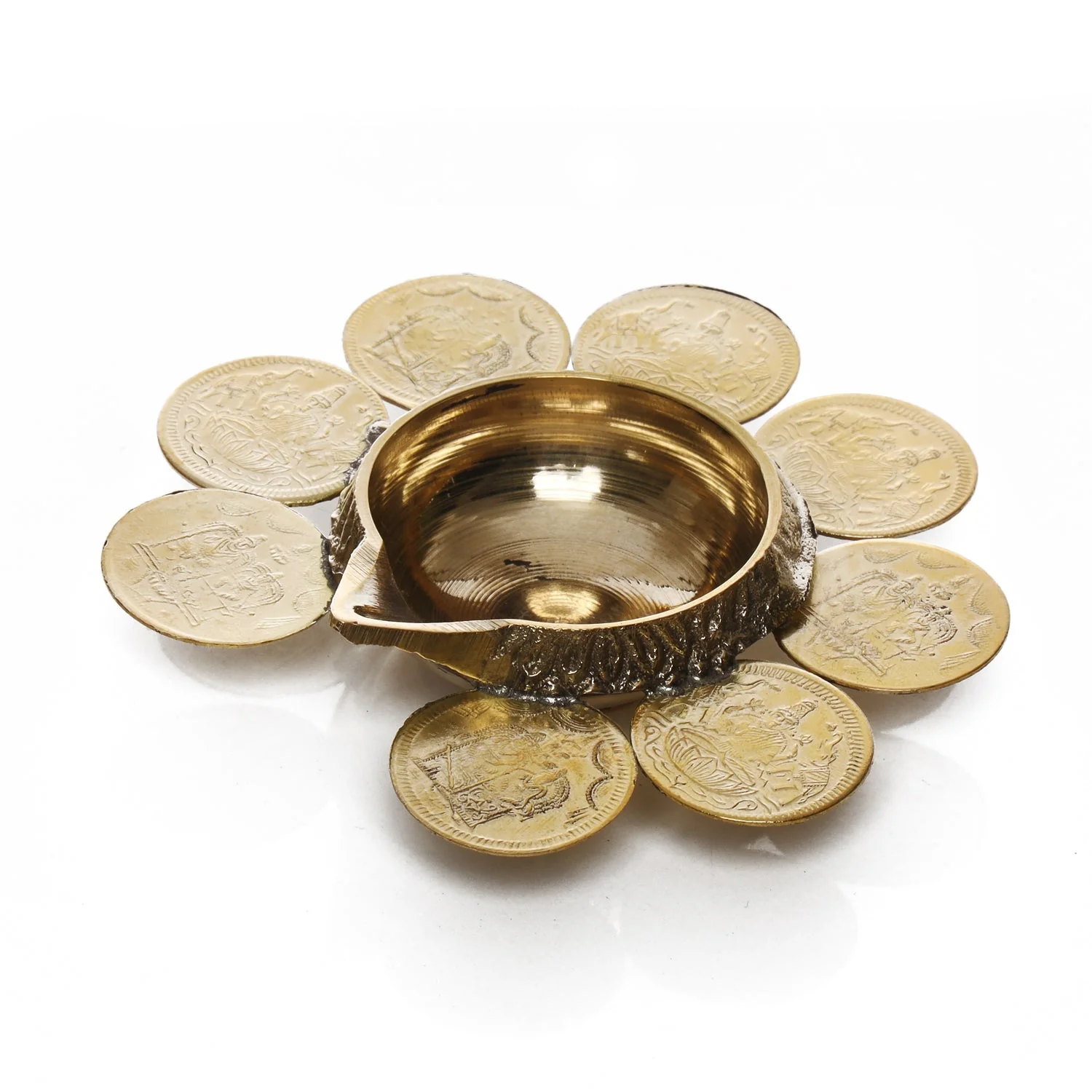 Kubera Deepam - 8 Coin | Coin Lakshmi Kubera Vilakku/ Brass Kuber Diya for Pooja - Image 3