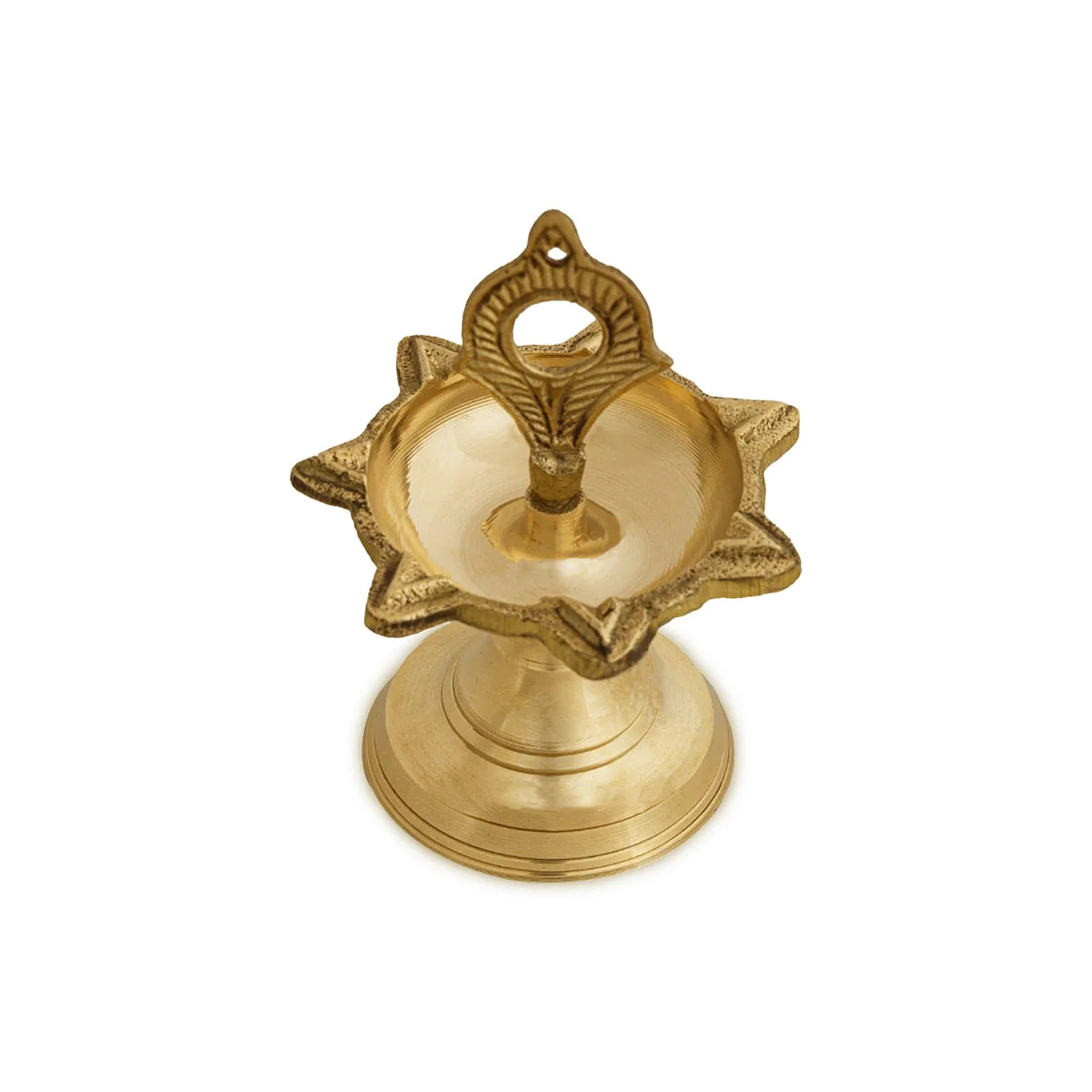 7 Face Brass Lamp With Base - 4 x 3 Inches | Brass Vilakku/ Brass Deepam/ Brass Pooja Diya for Home - Image 3