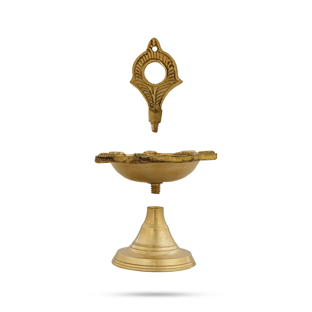 7 Face Brass Lamp With Base - 4 x 3 Inches | Brass Vilakku/ Brass Deepam/ Brass Pooja Diya for Home - Image 4