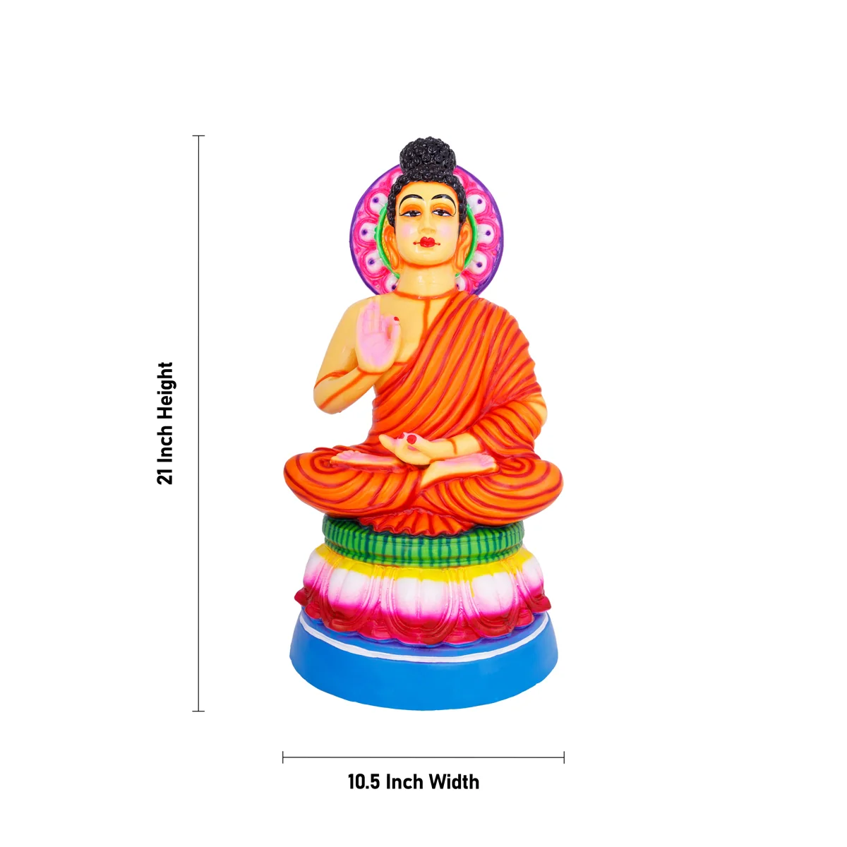 Buddha Statue Paper Mache Golu Bommai- 21 X 10.5 Inches | Navaratri Golu Gombe/ Giri Golu Doll/ Navratri Decor - Image 3