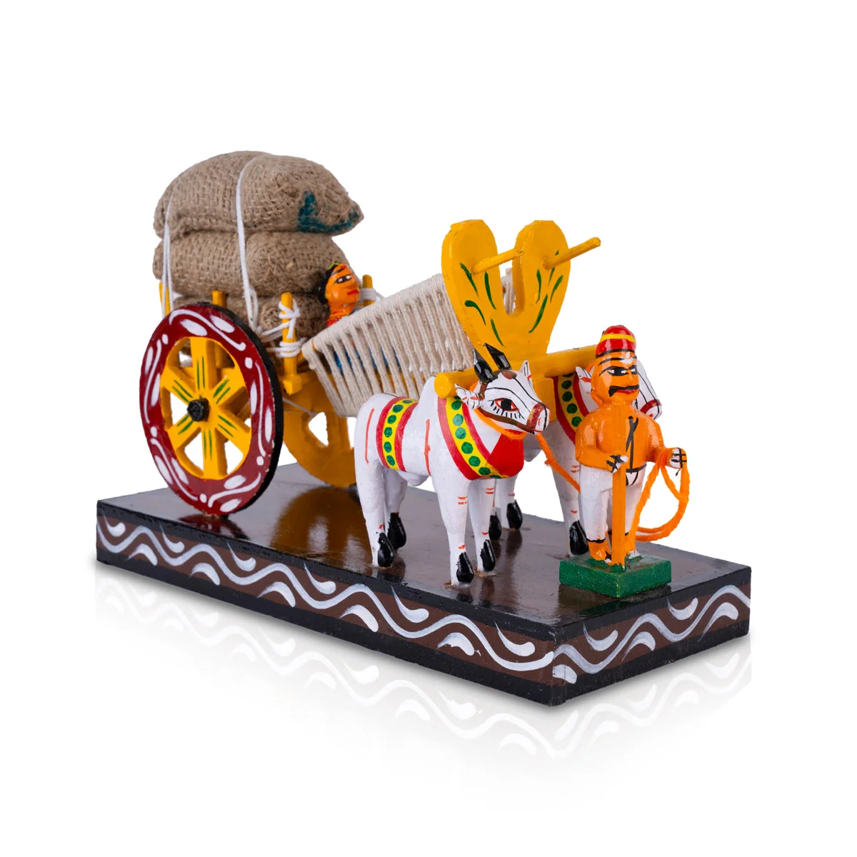 Bullock Cart Kondapalli Toy - 7 X 10 Inches | Handmade Showpiece/ Wooden Statue For Golu Display & Home Decor - Image 2