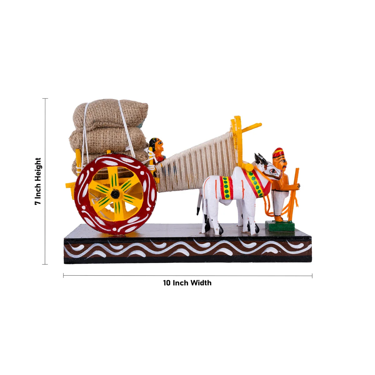 Bullock Cart Kondapalli Toy - 7 X 10 Inches | Handmade Showpiece/ Wooden Statue For Golu Display & Home Decor - Image 4