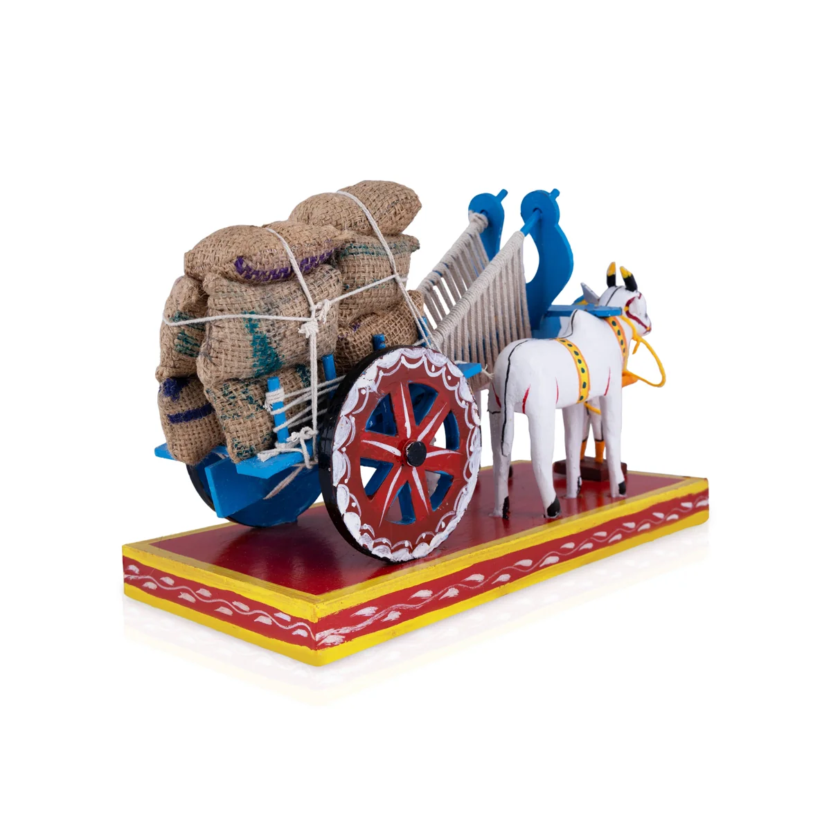 Bullock Cart Wooden Golu Bommai - 8 x 13 Inches | Giri Golu Doll/ Navaratri Golu Bomma/ Gombe/ Bommai - Image 2