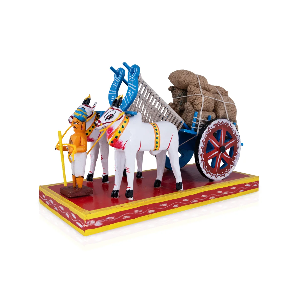 Bullock Cart Wooden Golu Bommai - 8 x 13 Inches | Giri Golu Doll/ Navaratri Golu Bomma/ Gombe/ Bommai - Image 4