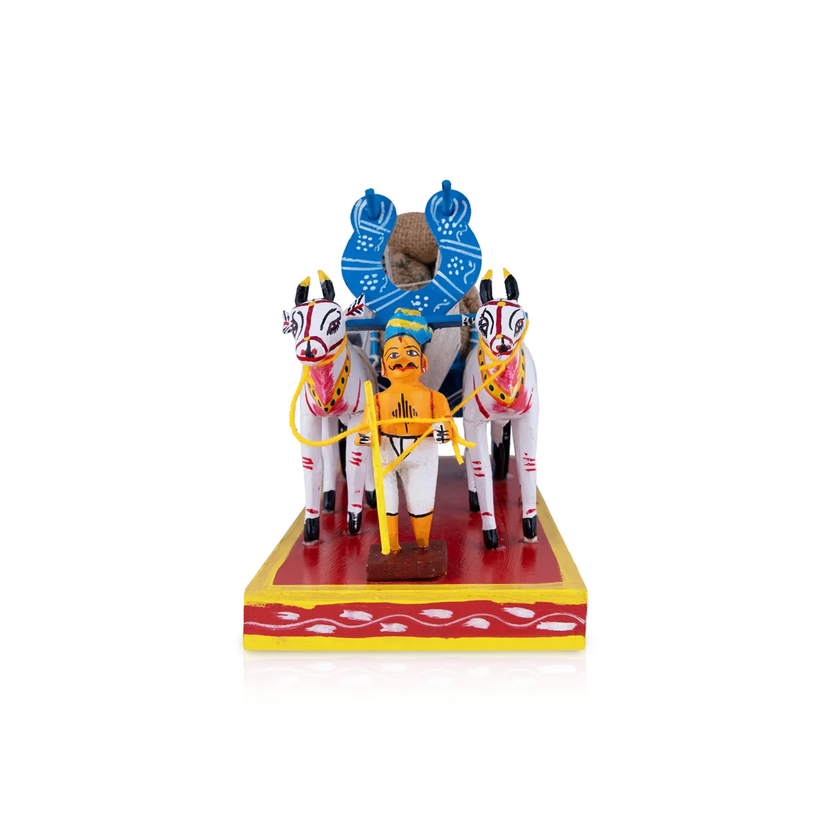 Bullock Cart Wooden Golu Bommai - 8 x 13 Inches | Giri Golu Doll/ Navaratri Golu Bomma/ Gombe/ Bommai - Image 5