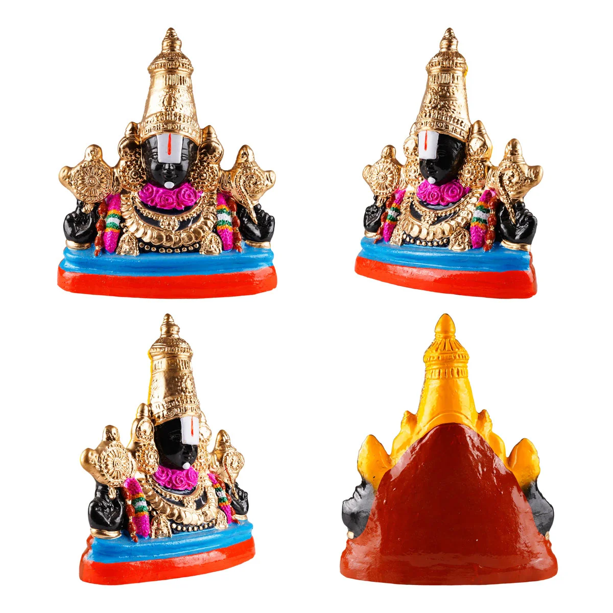 Bust Perumal Thayar Paper Mache Golu Bommai Pair - 15 x 11 Inches | Giri Golu Doll/ Navaratri Golu Bomma/ Gombe - Image 2