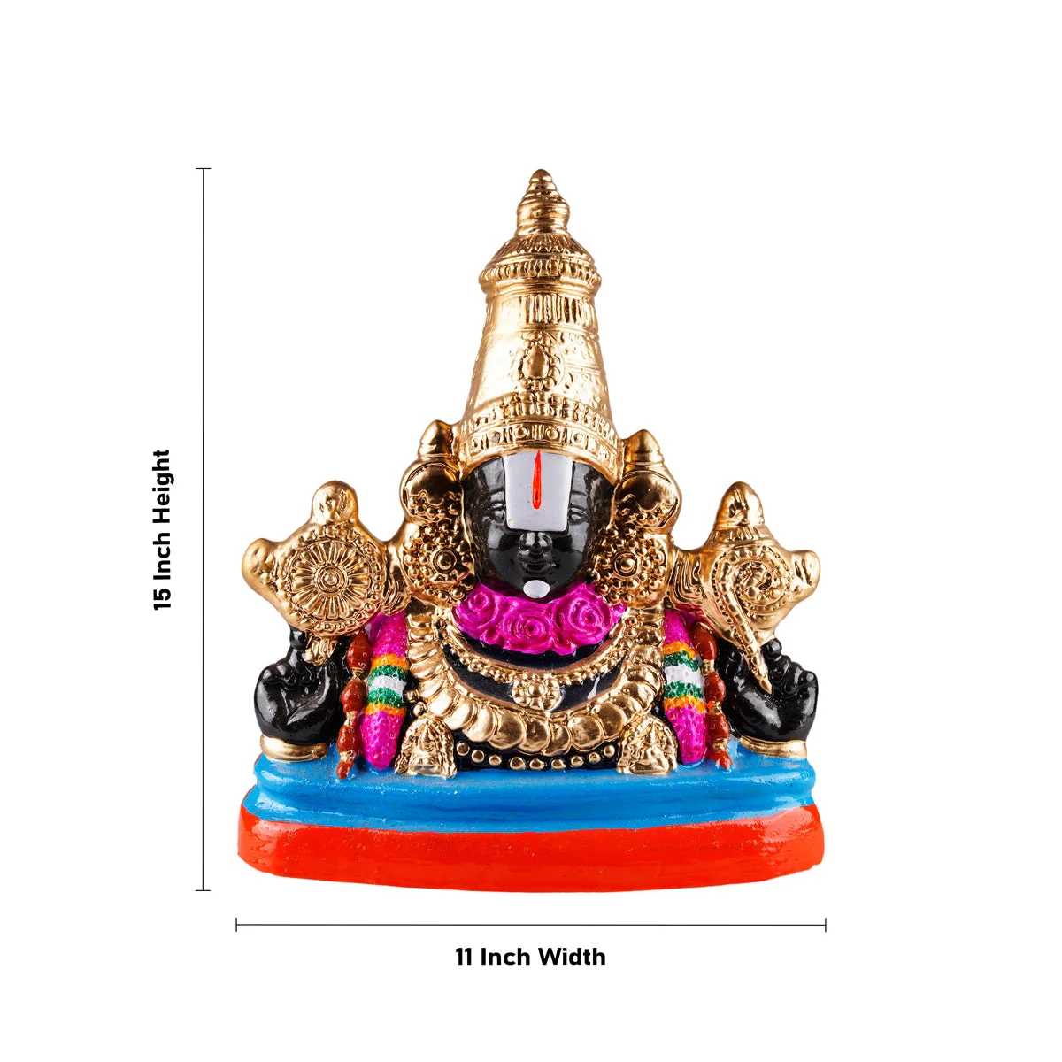 Bust Perumal Thayar Paper Mache Golu Bommai Pair - 15 x 11 Inches | Giri Golu Doll/ Navaratri Golu Bomma/ Gombe - Image 3