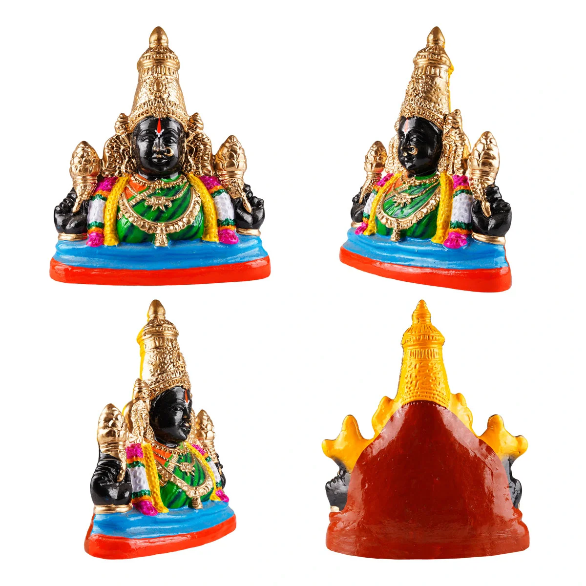 Bust Perumal Thayar Paper Mache Golu Bommai Pair - 15 x 11 Inches | Giri Golu Doll/ Navaratri Golu Bomma/ Gombe - Image 4