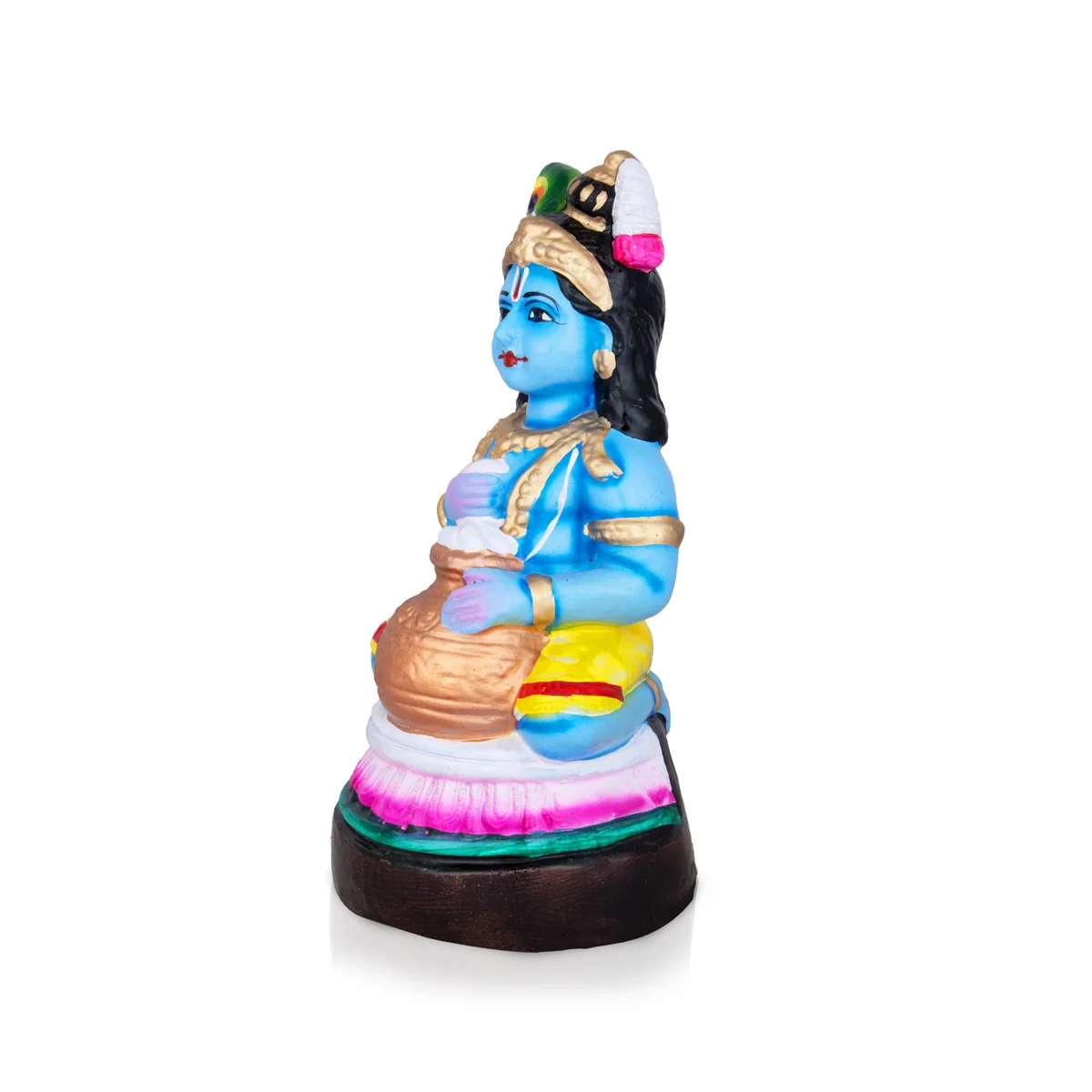 Krishna with Pot Clay Golu Bommai - 9 x 4 Inches | Giri Golu Doll/ Navaratri Golu Bomma/Gombe/Bommai - Image 3