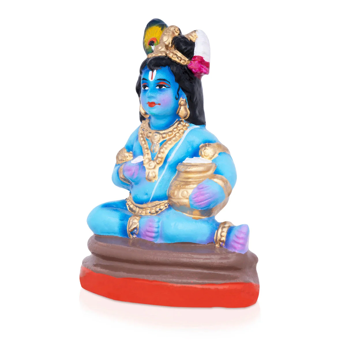 Butter Krishna Clay Golu Bommai - 6 x 4 Inches | Giri Golu Doll/ Navaratri Golu Bomma/Gombe/Bommai - Image 3