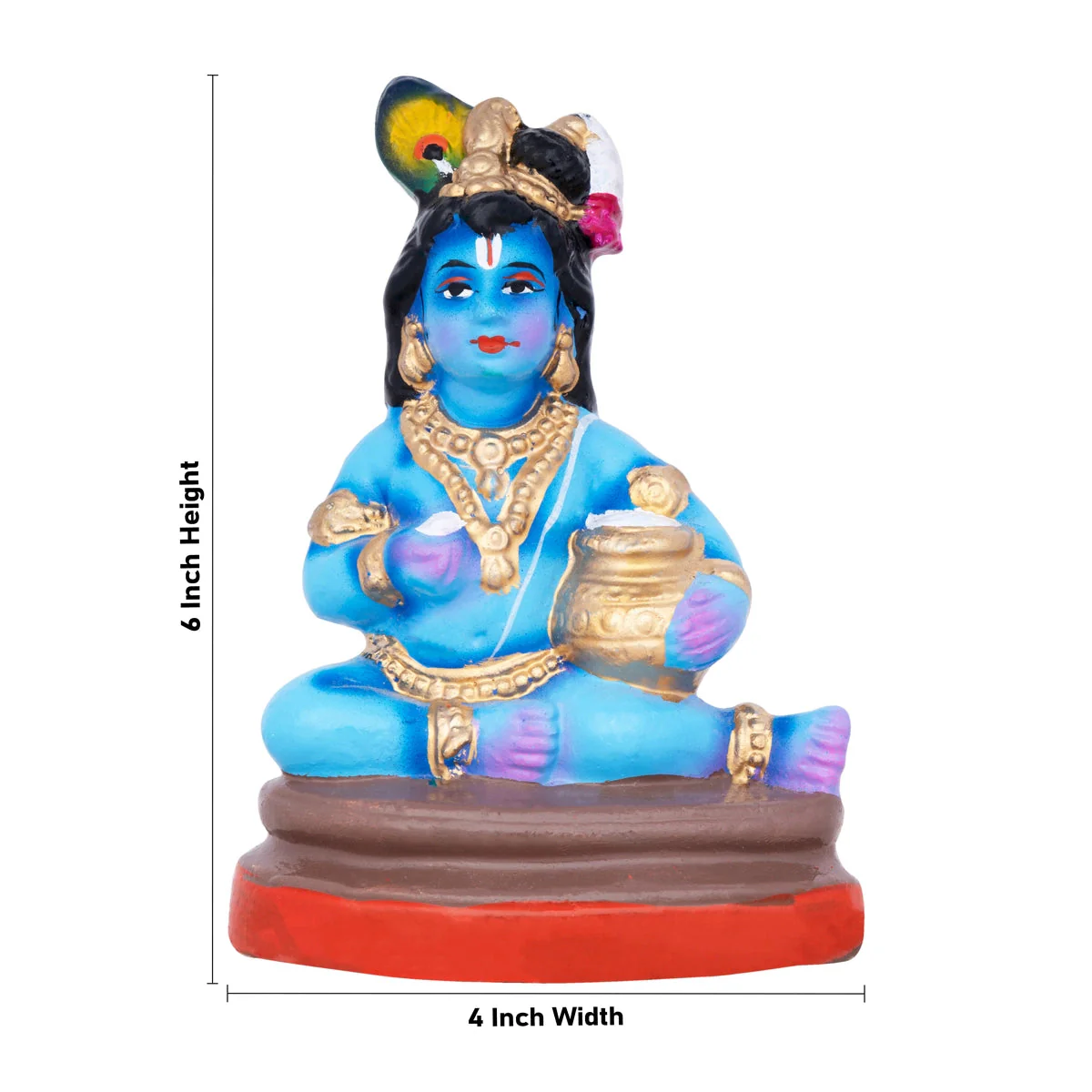 Butter Krishna Clay Golu Bommai - 6 x 4 Inches | Giri Golu Doll/ Navaratri Golu Bomma/Gombe/Bommai - Image 4