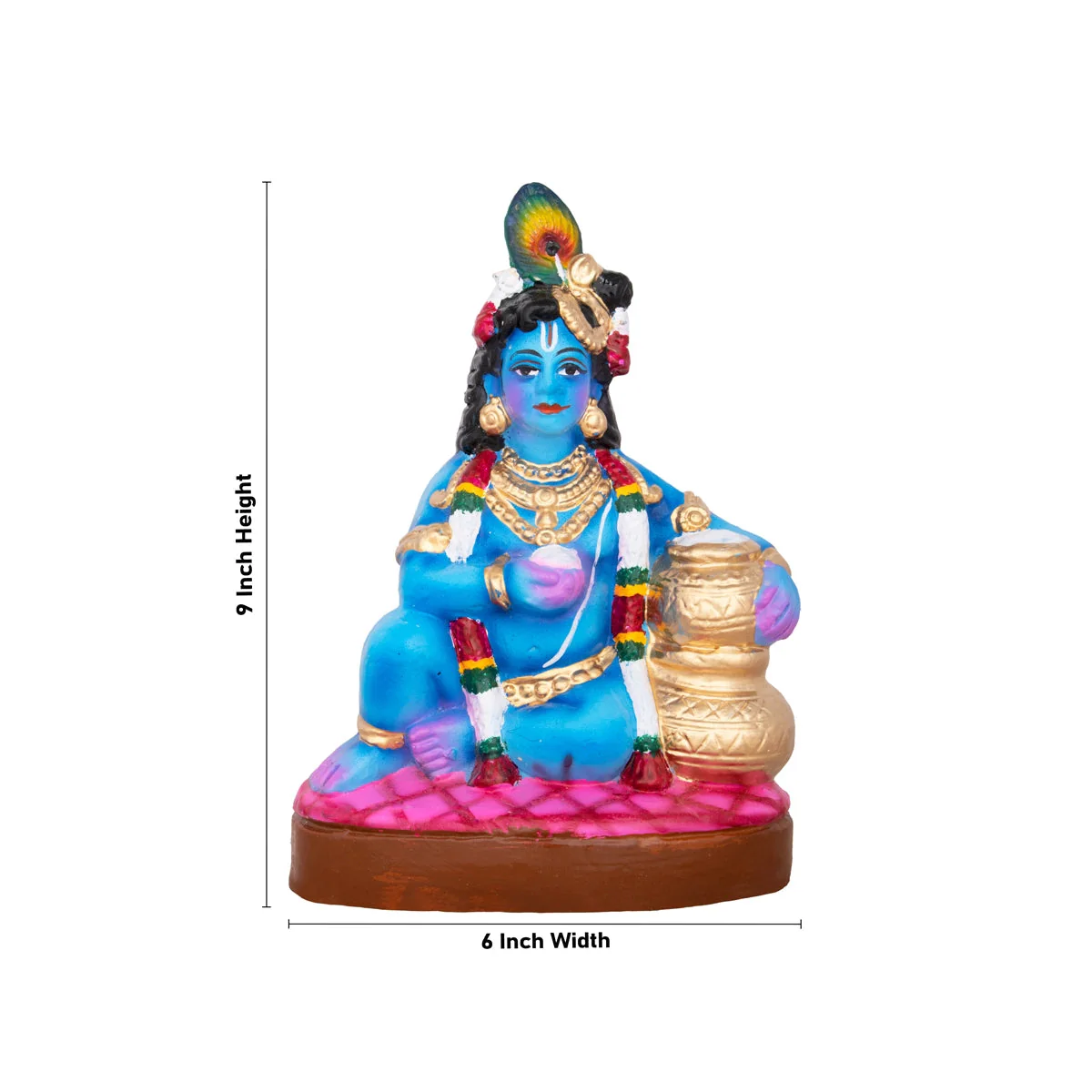 Butter Krishna Clay Golu Bommai - 9 x 6 Inches | Giri Golu Doll/ Navaratri Golu Bomma/Gombe/Bommai - Image 4