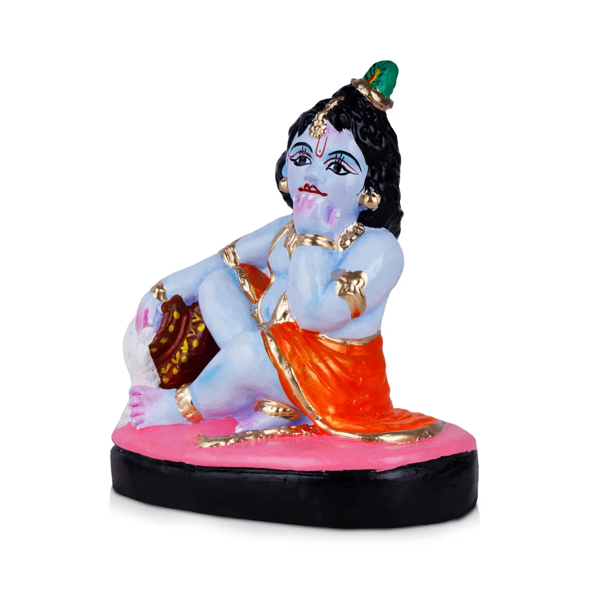 Butter Krishna Clay Golu Bommai - 7 x 6 Inches | Giri Golu Doll/ Navaratri Golu Bommai/Gombe - Image 2