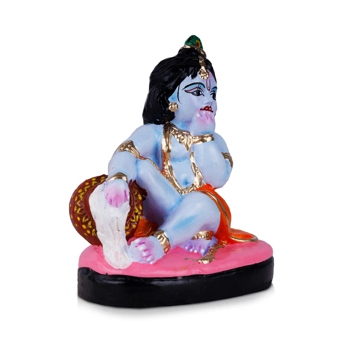 Butter Krishna Clay Golu Bommai - 7 x 6 Inches | Giri Golu Doll/ Navaratri Golu Bommai/Gombe - Image 3