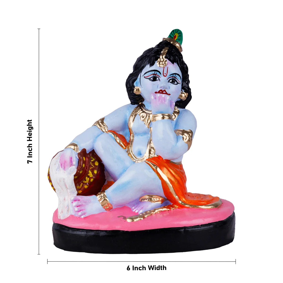 Butter Krishna Clay Golu Bommai - 7 x 6 Inches | Giri Golu Doll/ Navaratri Golu Bommai/Gombe - Image 5