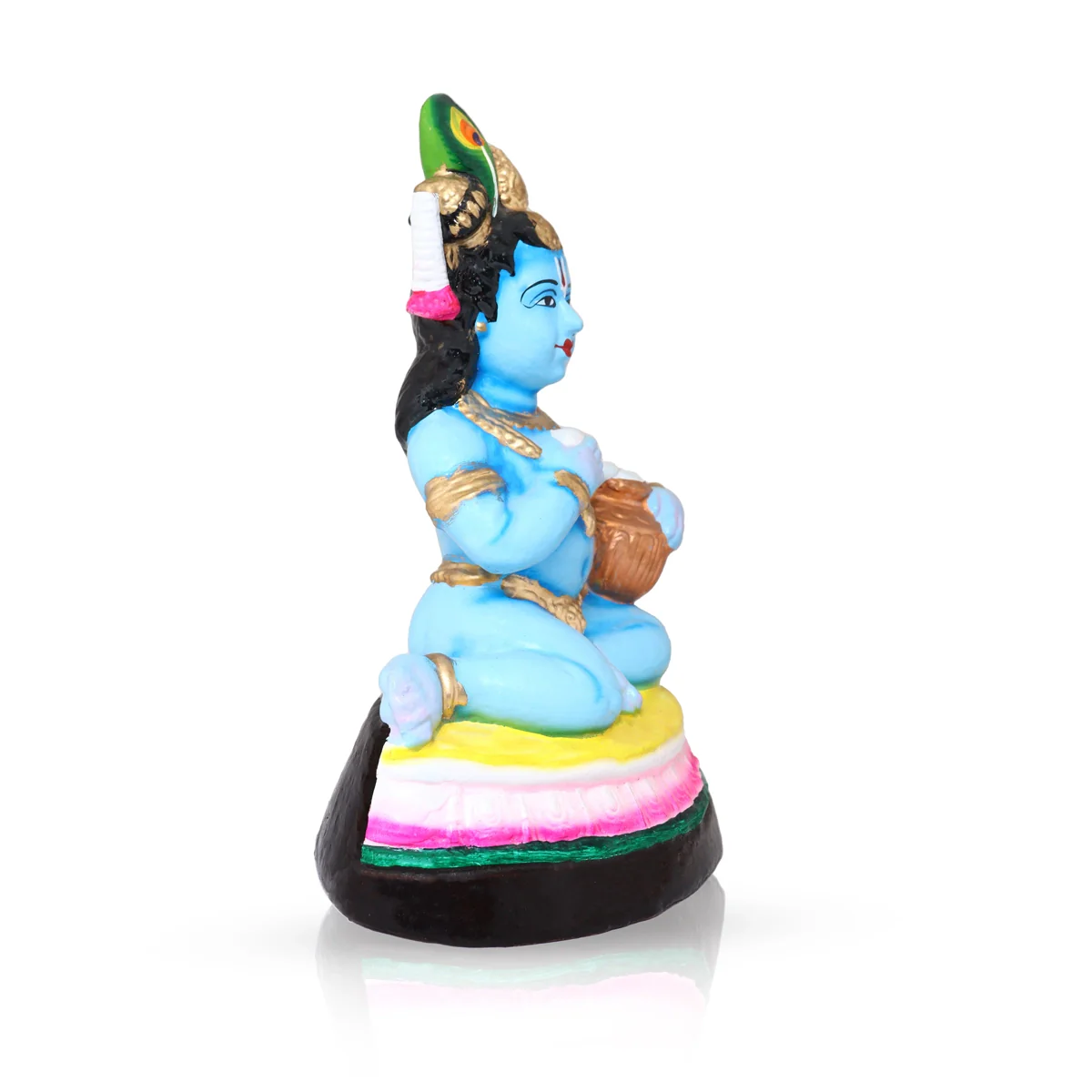 Butter Krishna Clay Golu Bommai - 12 x 8.25 Inches | Giri Golu Doll/ Navaratri Golu Bomma/Gombe/Bommai - Image 3