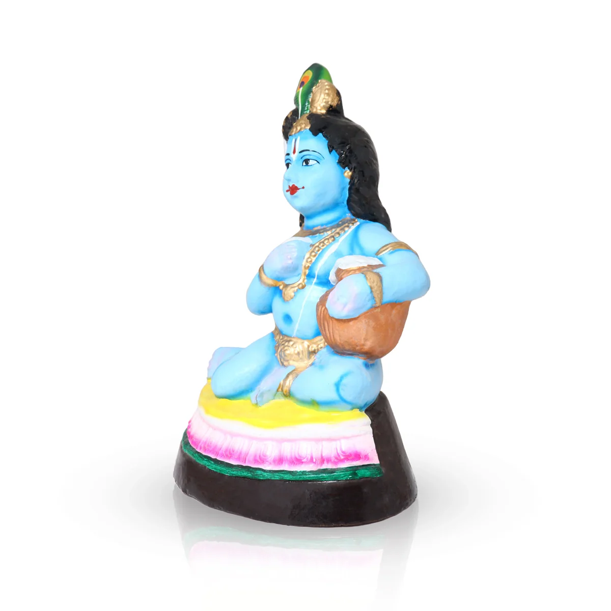 Butter Krishna Clay Golu Bommai - 12 x 8.25 Inches | Giri Golu Doll/ Navaratri Golu Bomma/Gombe/Bommai - Image 5