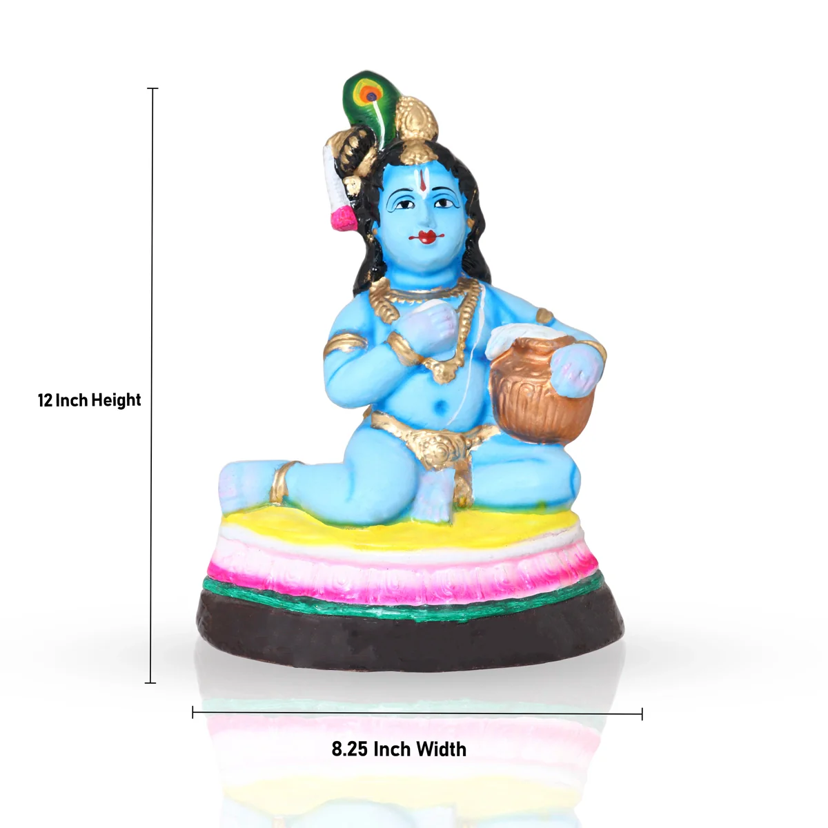 Butter Krishna Clay Golu Bommai - 12 x 8.25 Inches | Giri Golu Doll/ Navaratri Golu Bomma/Gombe/Bommai - Image 6