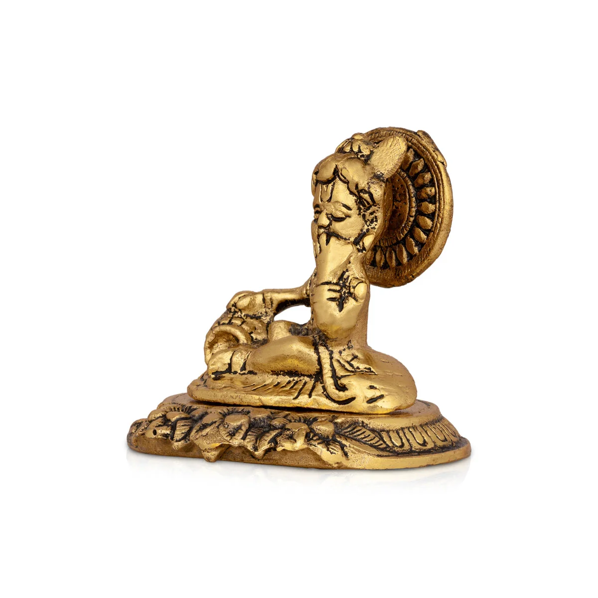 Butter Krishna Idol - 3 x 3.5 Inches | Aluminium Krishna Idol/ Gold Polish Krishna Statue for Pooja - Image 2