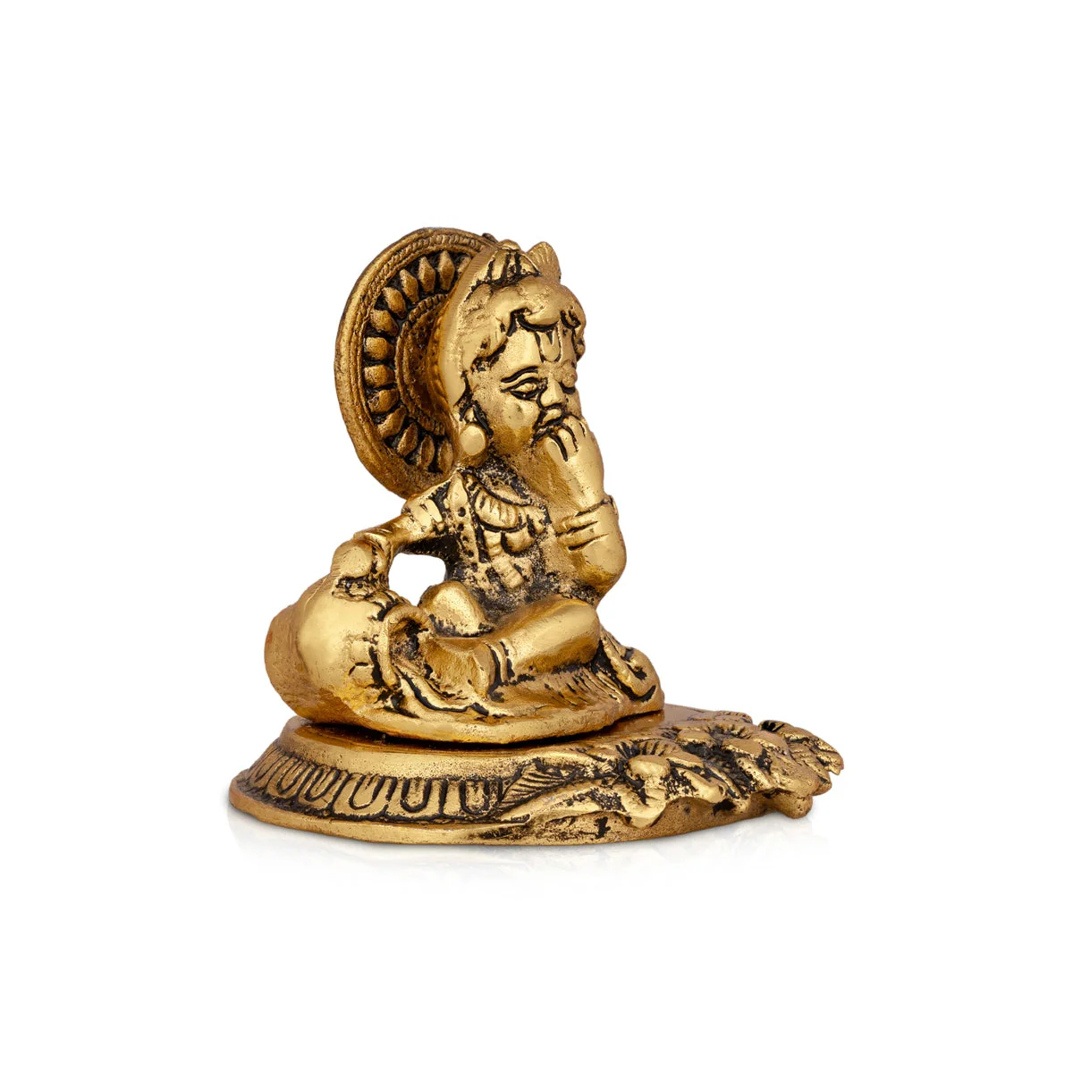 Butter Krishna Idol - 3 x 3.5 Inches | Aluminium Krishna Idol/ Gold Polish Krishna Statue for Pooja - Image 3