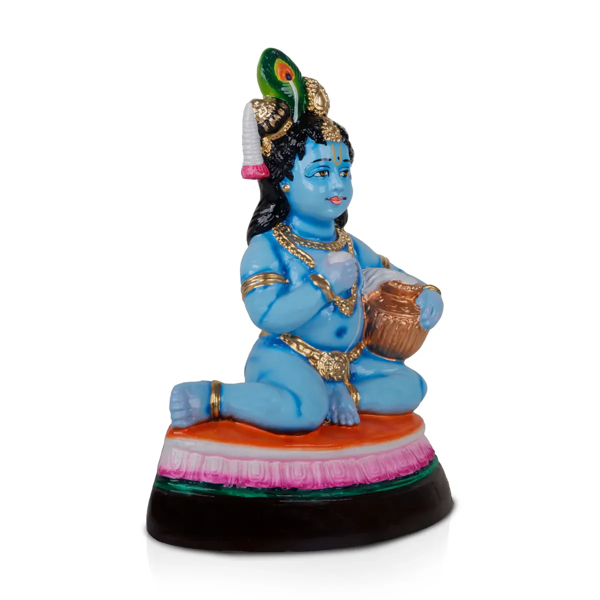 Butter Krishna Idol Paper Mache Golu Bommai - 13 x 9 Inches | Giri Golu Doll/Navaratri Golu Bomma/Gombe/Bommai - Image 2