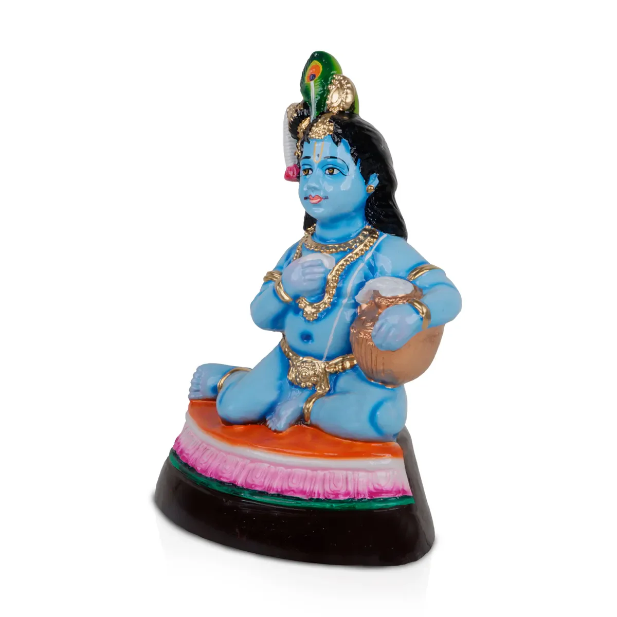 Butter Krishna Idol Paper Mache Golu Bommai - 13 x 9 Inches | Giri Golu Doll/Navaratri Golu Bomma/Gombe/Bommai - Image 3