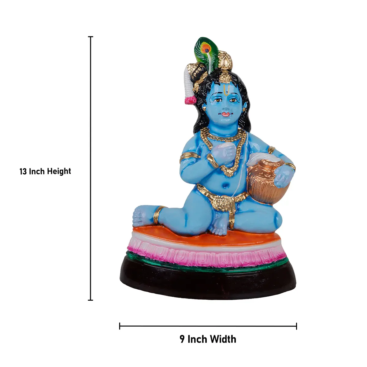 Butter Krishna Idol Paper Mache Golu Bommai - 13 x 9 Inches | Giri Golu Doll/Navaratri Golu Bomma/Gombe/Bommai - Image 5