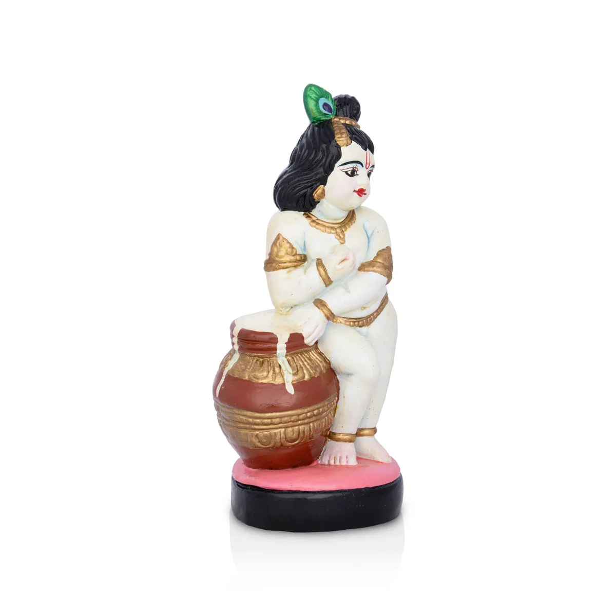 Butter Krishna Murti Clay Golu Bommai - 9.5 x 4 Inches | Giri Golu Doll/ Navaratri Golu Bommai/ Gombe - Image 2