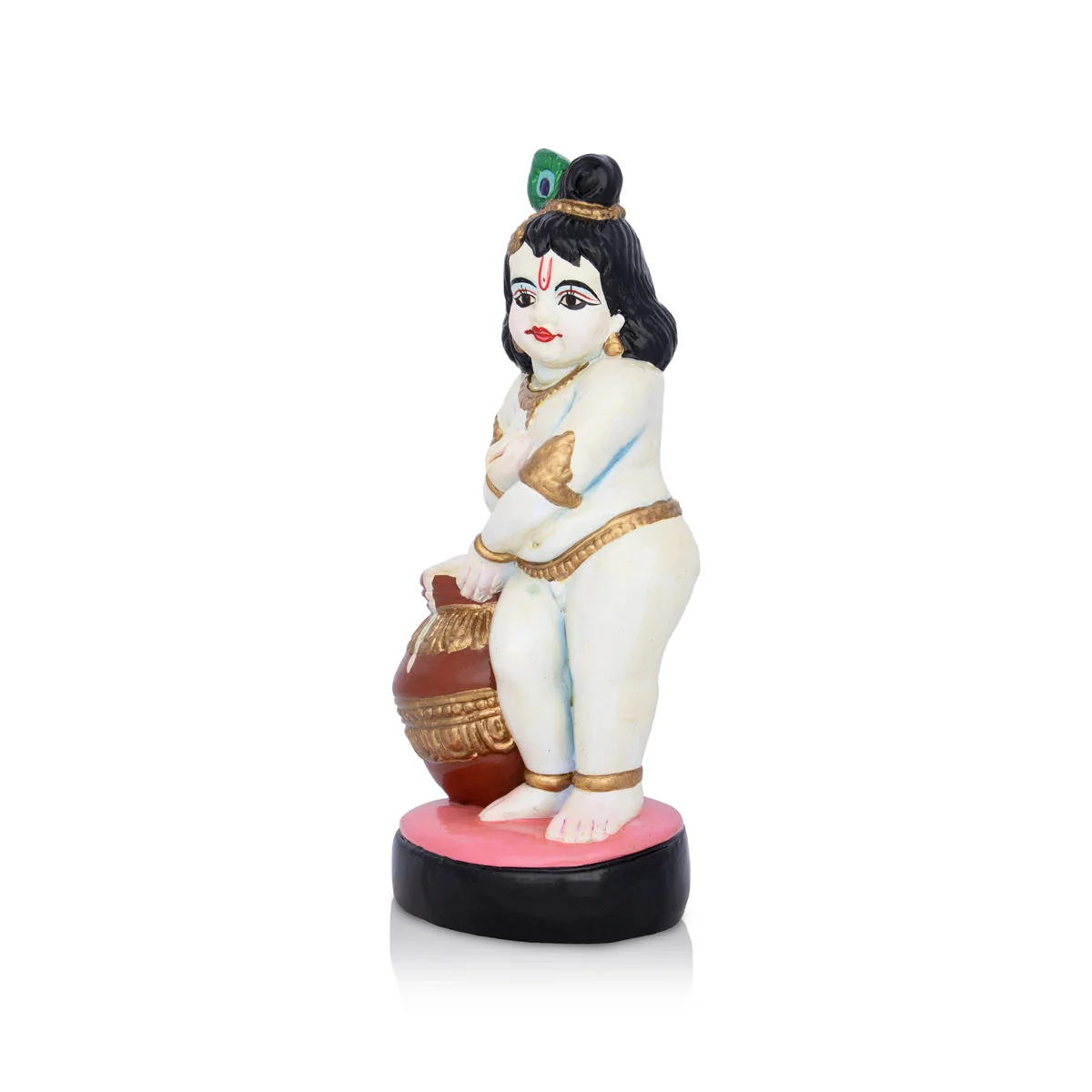 Butter Krishna Murti Clay Golu Bommai - 9.5 x 4 Inches | Giri Golu Doll/ Navaratri Golu Bommai/ Gombe - Image 3