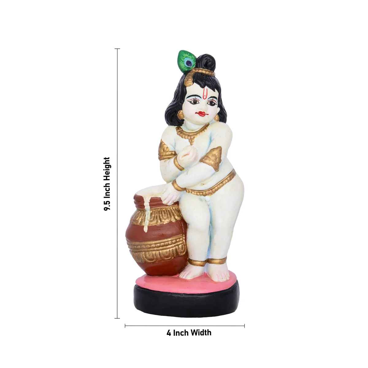 Butter Krishna Murti Clay Golu Bommai - 9.5 x 4 Inches | Giri Golu Doll/ Navaratri Golu Bommai/ Gombe - Image 5