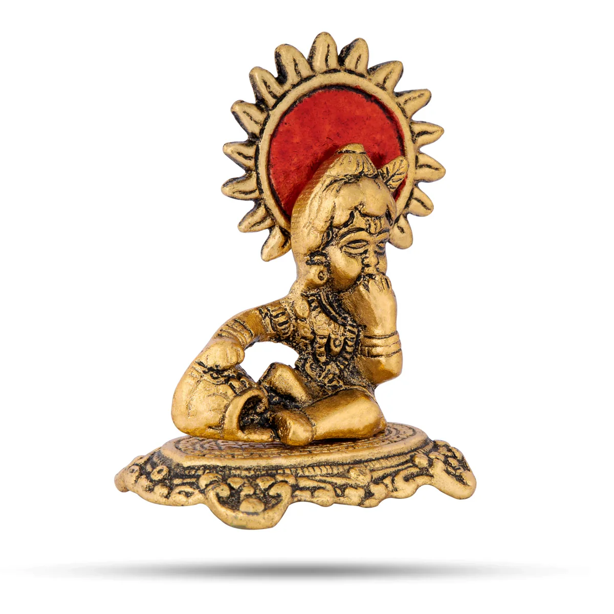 Butter Krishna Statue - 3.5 x 2.75 Inches | Aluminium Krishna Idol for Pooja/ 75 Gms Approx - Image 3