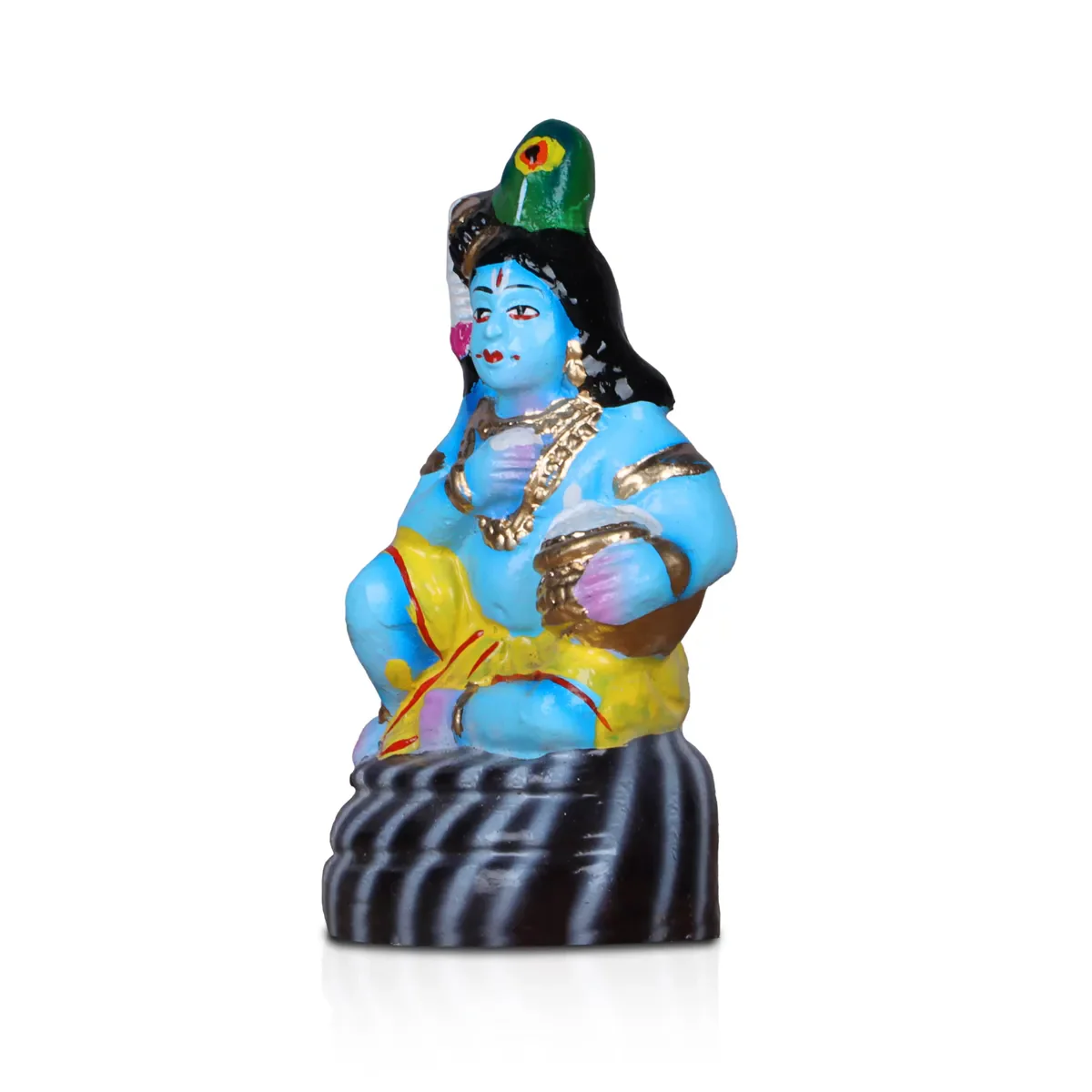 Butter Krishna Statue Clay Golu Bommai - 6 x 3 Inches | Giri Golu Doll/ Navaratri Golu Bomma/ Bommai/ Gombe - Image 3