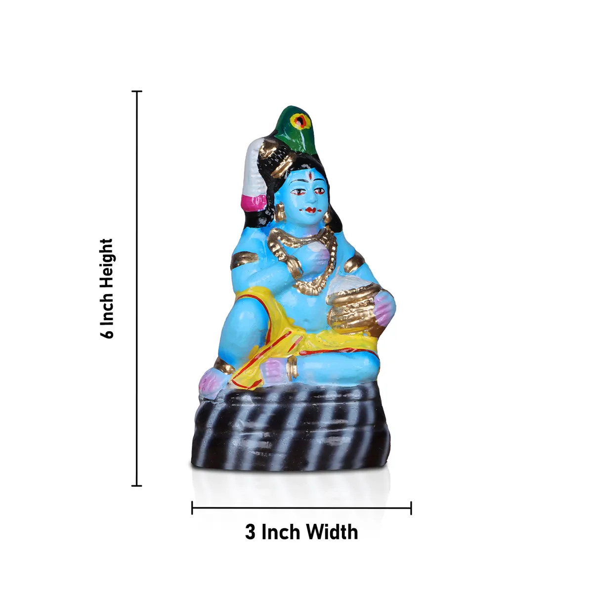 Butter Krishna Statue Clay Golu Bommai - 6 x 3 Inches | Giri Golu Doll/ Navaratri Golu Bomma/ Bommai/ Gombe - Image 6