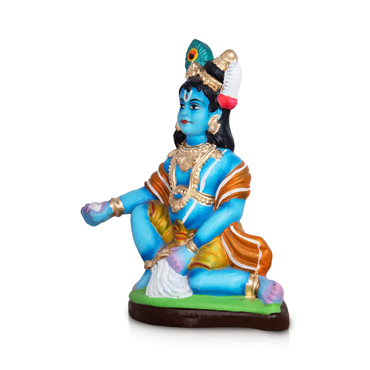 Butter Krishna Statue Clay Golu Bommai - 7 x 5.5 Inches | Giri Golu Doll/ Navaratri Golu Bomma/ Gombe/ Bommai - Image 3