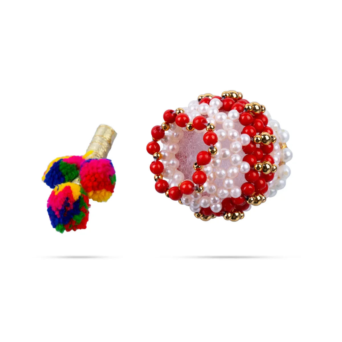 Butter Pot With Flute Pair - 2 x 2 Inches | 2 Pcs/ Moti Beads Design Butter Pot With Bansuri Flute for Krishna/ Assorted Colour - Image 11