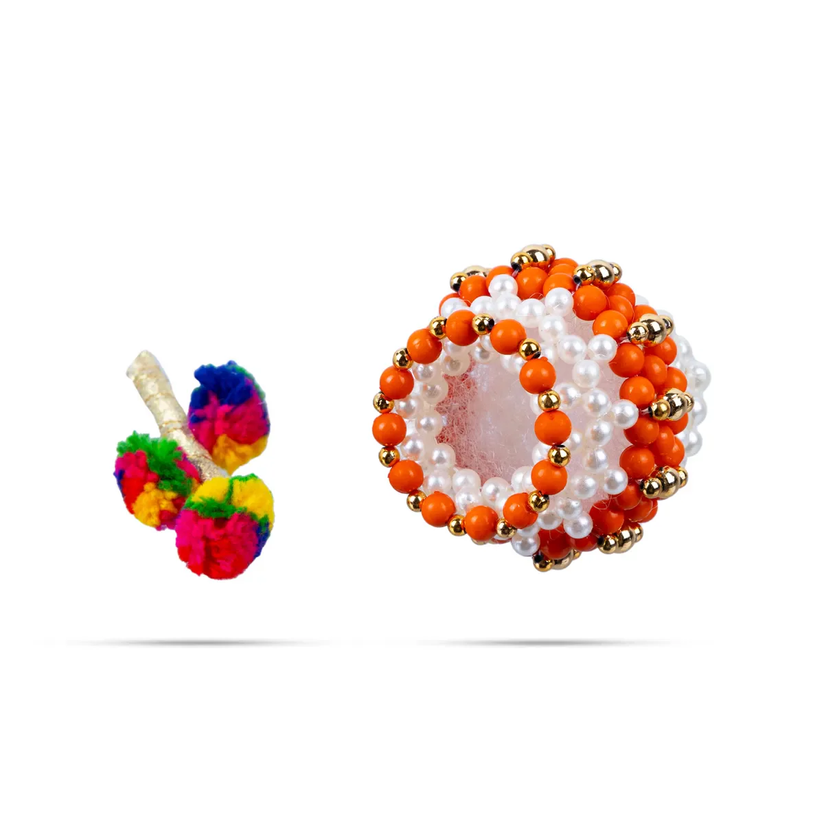 Butter Pot With Flute Pair - 2 x 2 Inches | 2 Pcs/ Moti Beads Design Butter Pot With Bansuri Flute for Krishna/ Assorted Colour - Image 13