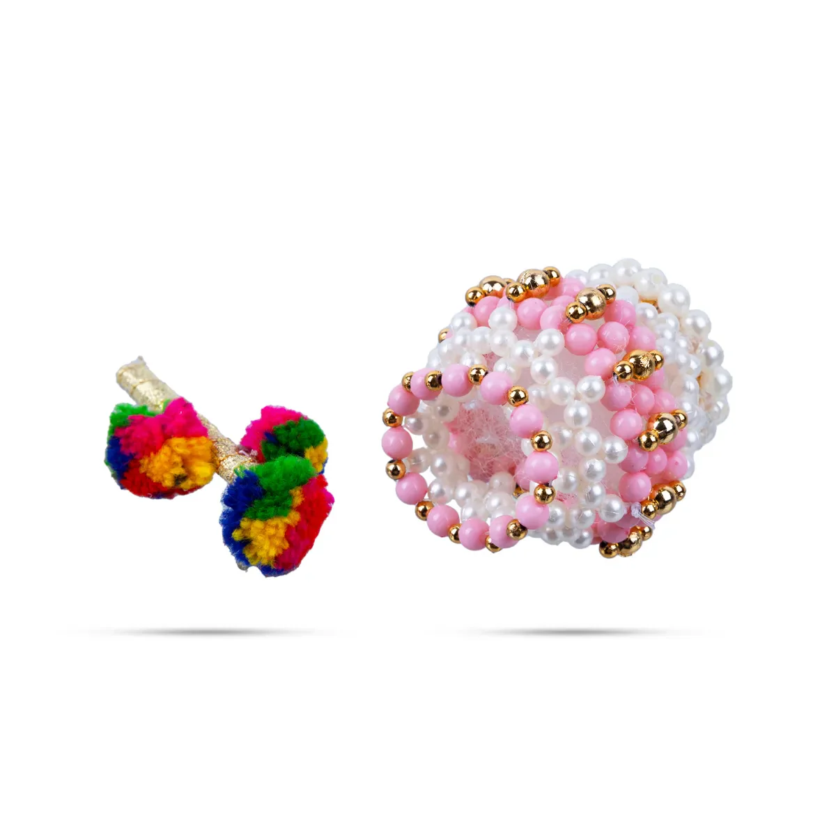 Butter Pot With Flute Pair - 2 x 2 Inches | 2 Pcs/ Moti Beads Design Butter Pot With Bansuri Flute for Krishna/ Assorted Colour - Image 9