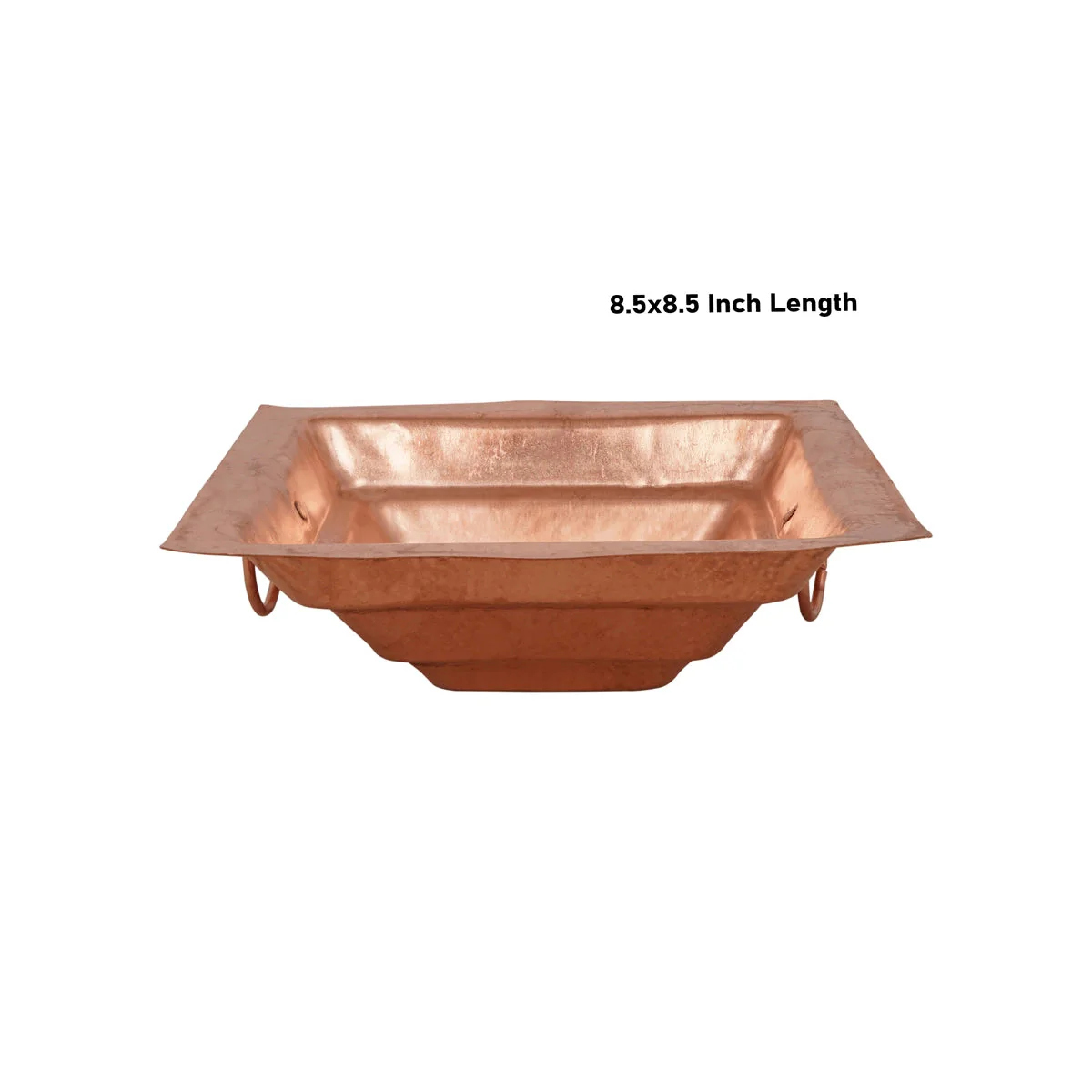 Havan Kund Without Stand - 8.5 x 8.5 Inches | Copper Agnihotra Kund With Handle/ Yagna Kund for Pooja/ 380 Gms