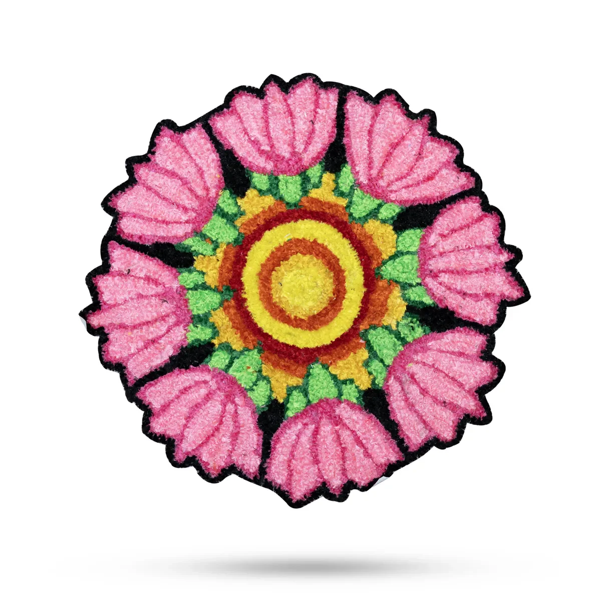Canvas Rangoli Mat - 24 Inch Dia | Assorted Floral Design Rangoli / Reusable Floor Decoration For Festivals & Pooja