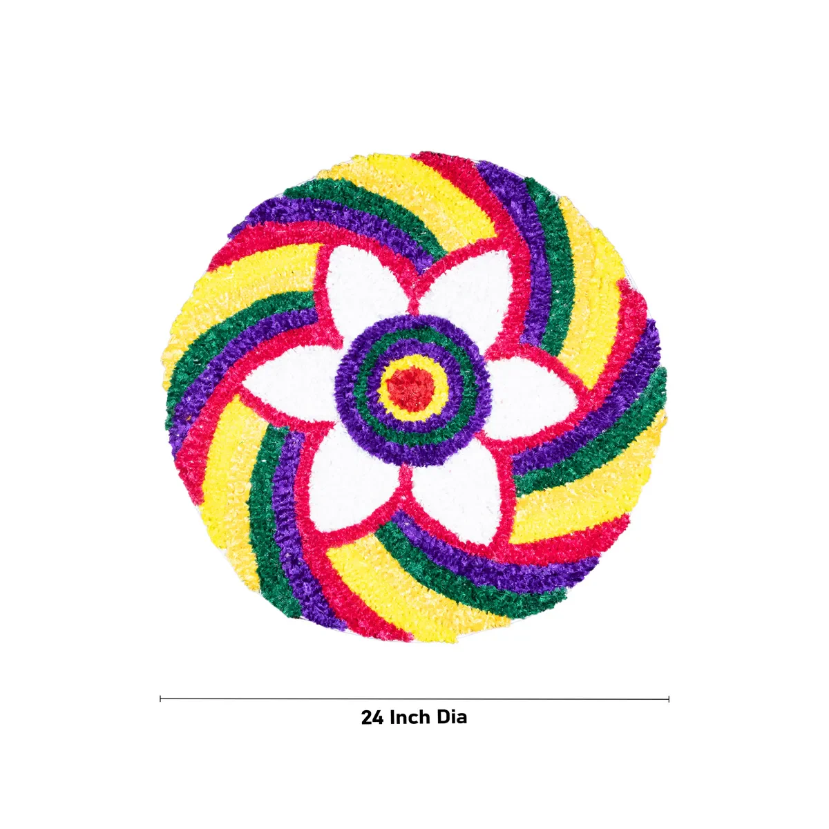 Canvas Rangoli Mat - 24 Inch Dia | Assorted Floral Design Rangoli / Reusable Floor Decoration For Festivals & Pooja - Image 10