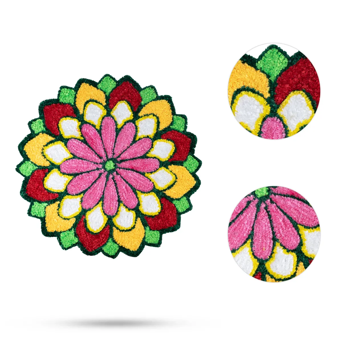 Canvas Rangoli Mat - 24 Inch Dia | Assorted Floral Design Rangoli / Reusable Floor Decoration For Festivals & Pooja - Image 14