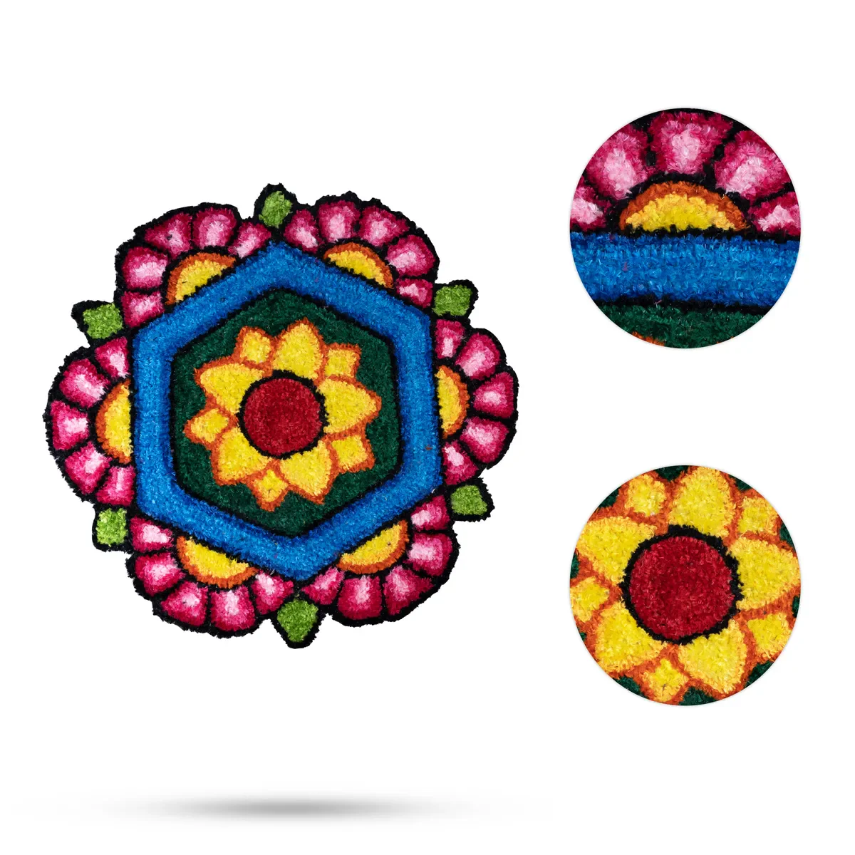 Canvas Rangoli Mat - 24 Inch Dia | Assorted Floral Design Rangoli / Reusable Floor Decoration For Festivals & Pooja - Image 16